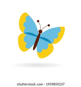 blue and yellow vector butterfly