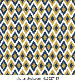 Blue and yellow vector ikat rhombus ornament