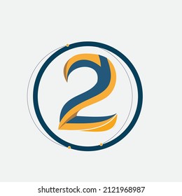 blue yellow vector number two logo