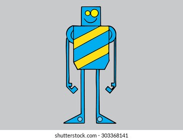 Blue and yellow vector robot.
