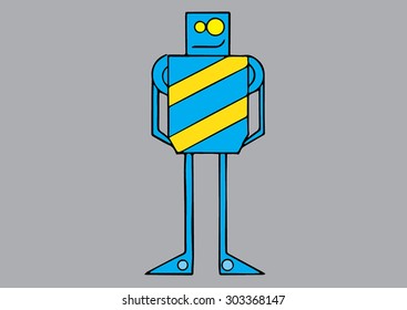 Blue and yellow vector robot.