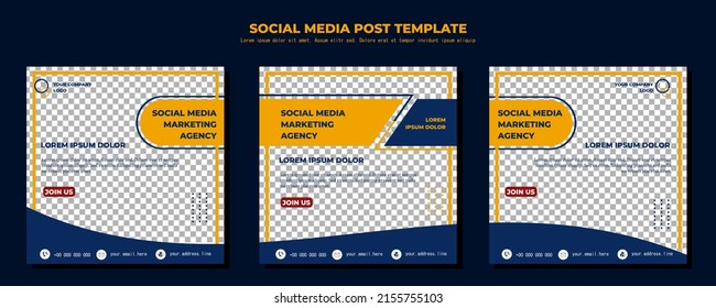 Blue and Yellow Vector Social Media Post Template, vector art illustration and text Simple Design