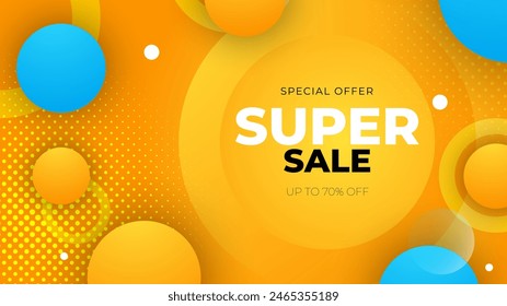 Blue and yellow vector special discount background. Vector super sale template design. Big sales special offer. End of season party background