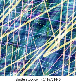 Blue, yellow, violet seamless texture. Intersecting diagonal lines. Abstract vector background for web page, banners backdrop, fabric, home decor, wrapping