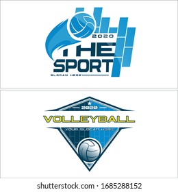 Blue yellow volley ball triangle shoot icon symbol initial modern logo design template suitable for Sports Volleyball Training Competence Team illustration competition game athlete champion sport