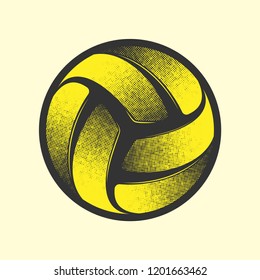 Blue and yellow volleyball symbol isolated on light background