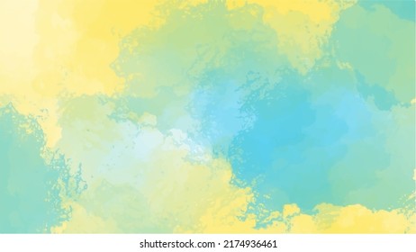 Blue and yellow watercolor background for textures backgrounds and web banners design
