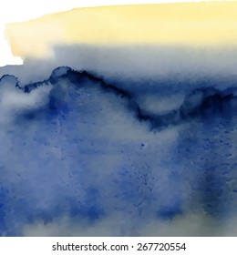 Blue and  yellow watercolor background. Vector illustration