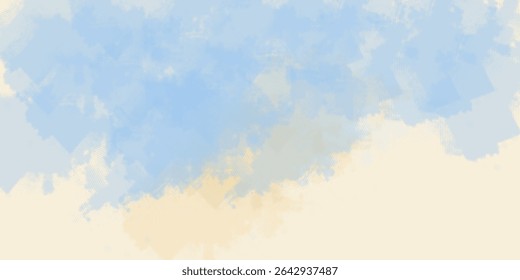 Blue and yellow watercolor vector texture background for poster, cover, banner, flyer, cards. Hand drawn summer illustration for design. Summer minimalistic background. Paper texture. eps 10