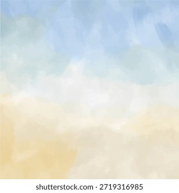 Fundo azul e amarelo da textura do vetor da aquarela, desenho de verão da mão