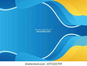 blue and yellow wave background template design