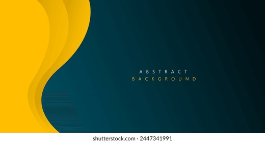 Blue and yellow wave modern background with space for text and message. template design