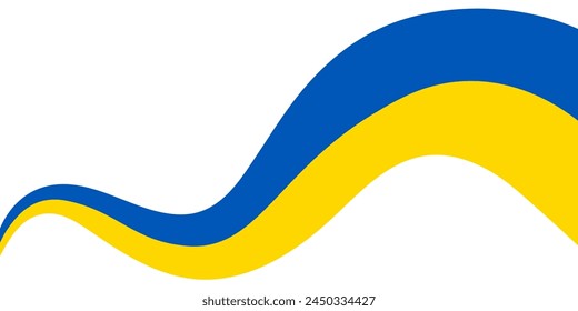 Blue and Yellow Wave Stripes isolated on transparent background. Ukraine flag. Vector illustration.