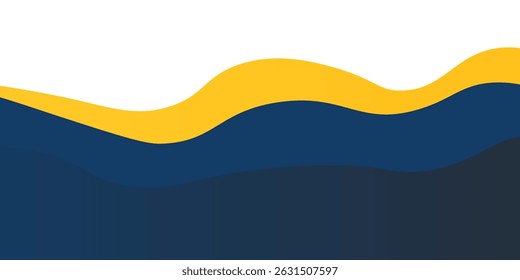 blue and yellow wavy shape background. suitable for business poster design, corporate banner, presentation, flyer, social media post. vector illustration.