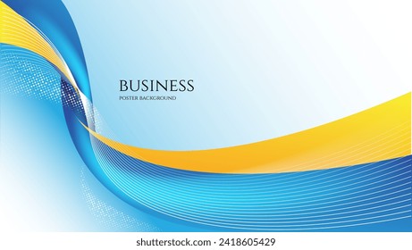 blue and yellow wavy shapes background. great for banner, poster, flyer, cover, presentation, etc.