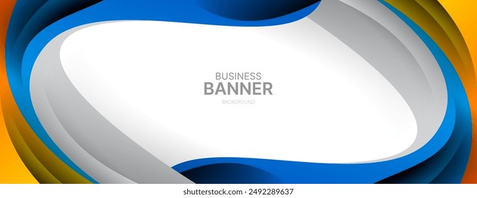 blue and yellow wavy shapes background.great for business banner, corporate poster, presentation, cover.