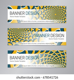 Blue yellow website header design. Abstract banner template.