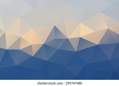 Blue yellow white abstract geometric rumpled triangular background low poly style. Vector illustration