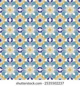 Blue, yellow, white embroidery, motif ethnic ikat seamless textile illustration, print striped ornament, pattern, design for wrapping, silk, scarf, clothing, background, textile, carpets, curtains.
