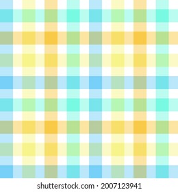 Blue, yellow and white plaid. Seamless vector gingham pattern suitable for fashion, home decor and stationary.