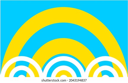 blue yellow and white semicircle pattern background
