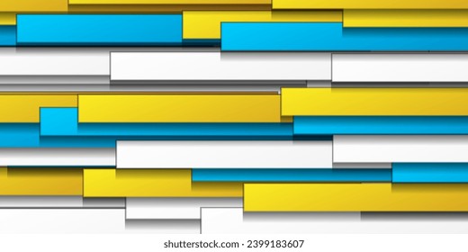 Blaue, gelbe und weiße Streifen abstrakter minimaler geometrischer Hintergrund. Vectordesign-Design