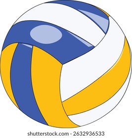 Blue, yellow and white volleyball ball isolated illustration. 