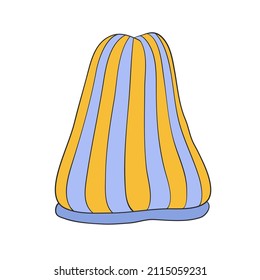 Blue and yellow wool hat hand drawn for design