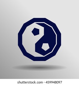 blue Yin Yang icon button logo symbol concept high quality on the gray background