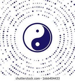 Blue Yin Yang symbol of harmony and balance icon isolated on white background. Abstract circle random dots. Vector Illustration