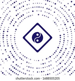 Blue Yin Yang symbol of harmony and balance icon isolated on white background. Abstract circle random dots. Vector Illustration