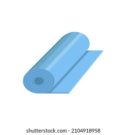 Blue yoga mat,rolled up,insulated on a white background.Vector illustration for fitness.