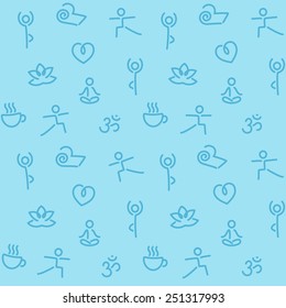 blue yoga themed seamless pattern