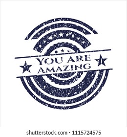 Blue You are Amazing grunge stamp
