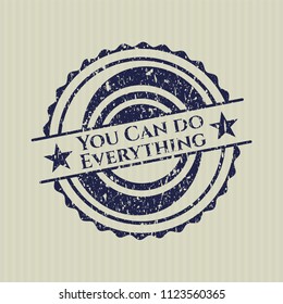 Blue You Can do Everything rubber stamp with grunge texture