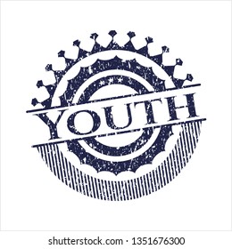 Blue Youth distressed rubber stamp with grunge texture