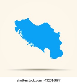 Blue Yugoslavia Map Illustration