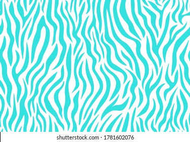 Blue zebra seamless pattern. Colorful animal print, abstract backdrop with irregular shapes. Modern exotic texture for textile, phone cases, fabric, print, wallpaper, wrapping. Vector illustration