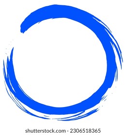 Blue Zen Circle Art Brush Stroke Painting Vector Logo Design