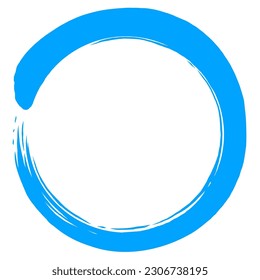 Blue Zen Circle Art Brush Stroke Painting Vector