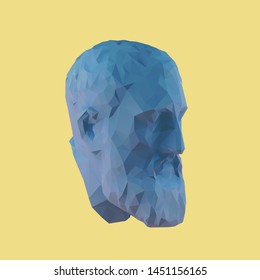 Blue Zeno, Founder of Stoicism on Yellow Background. Low Poly Vector 3D Rendering