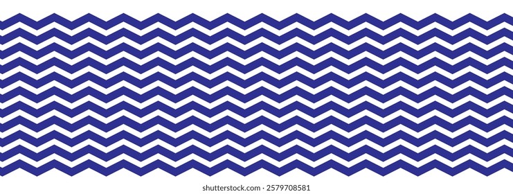 Blue zig zag wave line vector set illustration on white background. Doodle zig zag seamless pattern