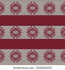 Modelo de punto geomátrico y zigzag azul, diseño de suéter festivo. Patrón de punto sin costuras, fondo de repetición de punto, plantillas textiles vectoriales, patrón tradicional