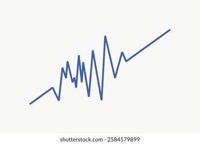 Blue zigzag line on a white background, resembling a fluctuating graph or heartbeat. The zigzag line is dynamic, showing movement and variation. Vector isolated on white.