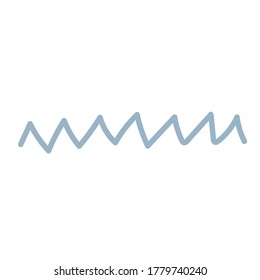 Blue zigzag line shape. Hand drawn modern design for card, print on clothes. Doodle stock illusration