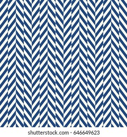 Blue zigzag lines. Jagged stripes. Seamless surface pattern design with triangular waves ornament. Repeated chevrons wallpaper. Herringbone motif. Digital paper for page fills, web designing. Vector.