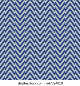 Blue zigzag lines. Jagged stripes. Seamless surface pattern design with triangular waves ornament. Repeated chevrons wallpaper. Herringbone motif. Digital paper for page fills, web designing. Vector.