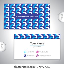 Blue zigzag pattern - business card - set template - Flat design - Company presentation - stock vector