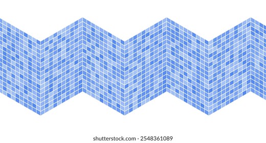 Blue zigzag tile texture, mosaic surface