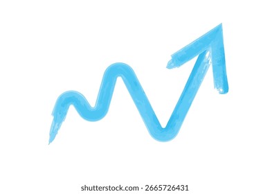 Blue Zigzag Upward Arrow Brush Stroke